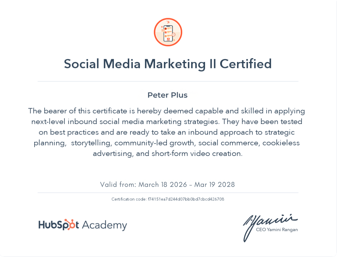 Social Media Marketing II Certified